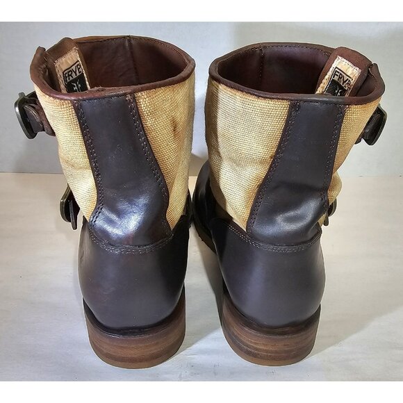 Frye Women's Brown/ Beige Veronica Canvas/Leather Shortie Ankle Boots Size 8B - Picture 10 of 16